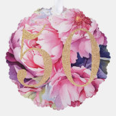 Luxe 50e verjaardag Floral Pink Gold Glitter Ornament Kaart (Achterkant)