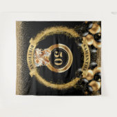 Luxe 50e Verjaardag Tapijt Zwart Goud Hoge Hak Wandkleed (Voorkant (horizontaal))