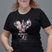 Luxe 50e verjaardag Zwart Roze Champagne T-shirt