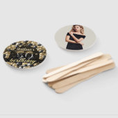 Luxe 50e verjaardag zwarte goudfoto handwaaier (Niet-gemonteerd)