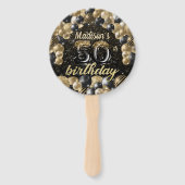 Luxe 50e verjaardag zwarte goudfoto handwaaier (Voorkant)