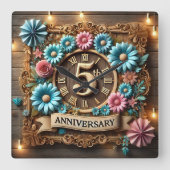 Luxe 5e trouwdagjubileum vierkante klok (Voorkant)