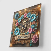 Luxe 5e trouwdagjubileum vierkante klok (Hoek)