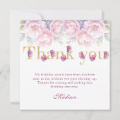 Luxe 60e verjaardag Floral Pink Gold Glitter Bedankkaart (Voorkant)