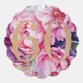 Luxe 60e verjaardag Floral Pink Gold Glitter Ornament Kaart (Achterkant)