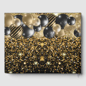 Luxe 60e verjaardag - Gepersonaliseerd zwart goud Gastenboek (Achterkant)