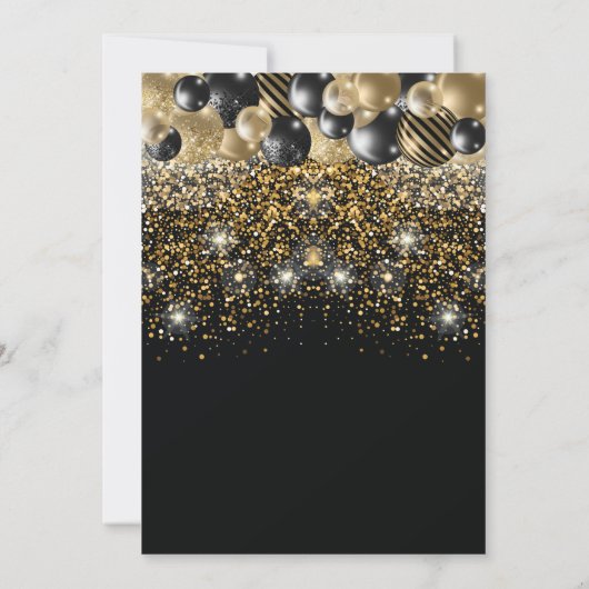 Luxe 60e verjaardag zwarte gouden ballon Glitter Kaart (Achterkant)