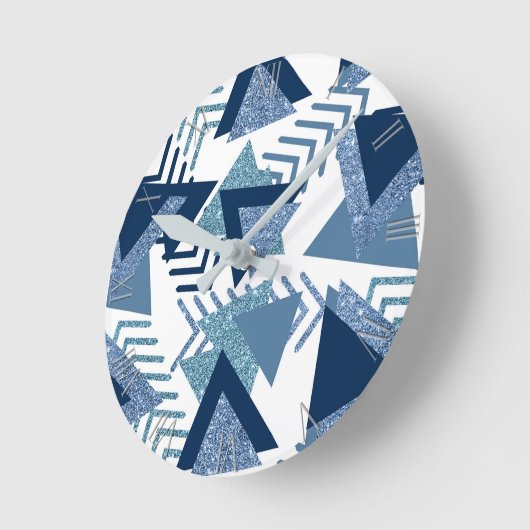 Luxe 90's Abstract | Turquoise Navy Blue Pattern Ronde Klok (Hoek)