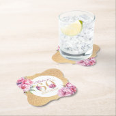 Luxe aangepaste 60e verjaardag pioenrozen gouden g kartonnen onderzetters (Insitu)