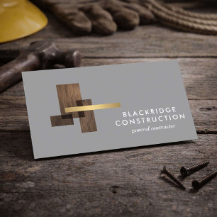 Luxe Aannemer Bouw Hout Logo Grijs Visitekaartje
