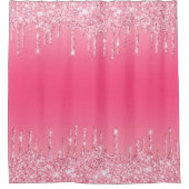 Luxe aardbeiroze druppelaar Glitter Girl's Douchegordijn (Voorkant)