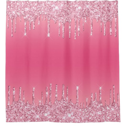 Luxe aardbeiroze druppelaar Glitter Girl's Douchegordijn (Voorkant)