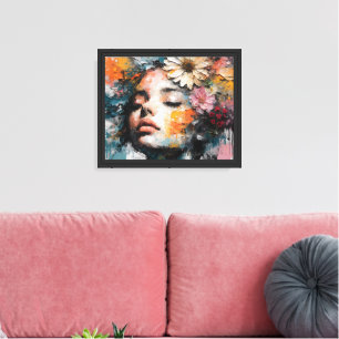 Luxe Abstract Bloemenschildering van een Vrouw Kun Canvas Afdruk
