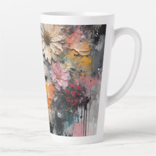 Luxe Abstract Bloemschilderij van een Vrouw Kunst Latte Mok