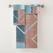 Luxe Abstract | Blush Roos Gold en Blauwgroen geom Bad Handdoek (Insitu)