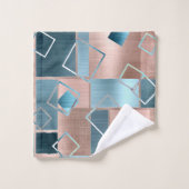 Luxe Abstract | Blush Roos Gold en Blauwgroen geom Bad Handdoek (Wasdoekje)