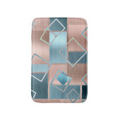 Luxe Abstract | Blush Roos Gold en Blauwgroen geom Badmat (Voorkant Verticaal)