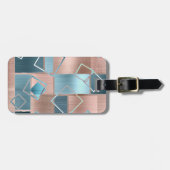 Luxe Abstract | Blush Roos Gold en Blauwgroen geom Bagagelabel (Voorkant horizontaal)