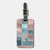 Luxe Abstract | Blush Roos Gold en Blauwgroen geom Bagagelabel (Voorkant verticaal)