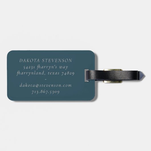 Luxe Abstract | Blush Roos Gold en Blauwgroen geom Bagagelabel (Achterkant horizontaal)