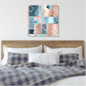 Luxe Abstract | Blush Roos Gold en Blauwgroen geom Canvas Afdruk (Insitu (Slaapkamer))