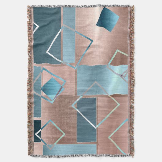 Luxe Abstract | Blush Roos Gold en Blauwgroen geom Deken (Voorkant Verticaal)