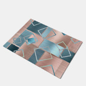 Luxe Abstract | Blush Roos Gold en Blauwgroen geom Deurmat (Schuin)