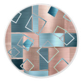 Luxe Abstract | Blush Roos Gold en Blauwgroen geom Keramische Knop (Voorkant)