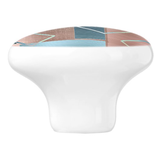 Luxe Abstract | Blush Roos Gold en Blauwgroen geom Keramische Knop (Zijkant)
