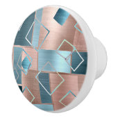 Luxe Abstract | Blush Roos Gold en Blauwgroen geom Keramische Knop (Rechts)