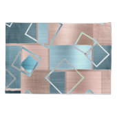 Luxe Abstract | Blush Roos Gold en Blauwgroen geom Kussensloop (Achterkant)