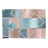 Luxe Abstract | Blush Roos Gold en Blauwgroen geom Kussensloop (Voorkant)