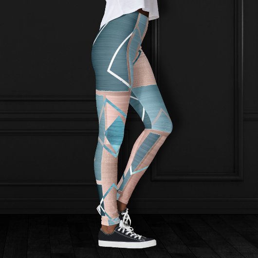 Luxe Abstract | Blush Roos Gold en Blauwgroen geom Leggings