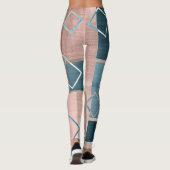 Luxe Abstract | Blush Roos Gold en Blauwgroen geom Leggings (Achterkant)