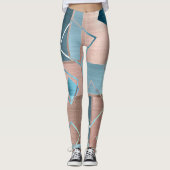 Luxe Abstract | Blush Roos Gold en Blauwgroen geom Leggings (Voorkant)