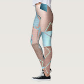 Luxe Abstract | Blush Roos Gold en Blauwgroen geom Leggings (Links)