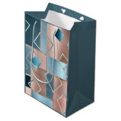 Luxe Abstract | Blush Roos Gold en Blauwgroen geom Medium Cadeauzakje (Voorkant Gekanteld)