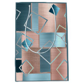 Luxe Abstract | Blush Roos Gold en Blauwgroen geom Medium Cadeauzakje (Voorkant)