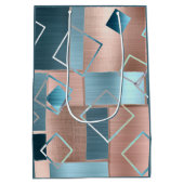 Luxe Abstract | Blush Roos Gold en Blauwgroen geom Medium Cadeauzakje (Achterkant)