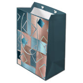 Luxe Abstract | Blush Roos Gold en Blauwgroen geom Medium Cadeauzakje (Achterkant Gekanteld)