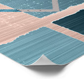 Luxe Abstract | Blush Roos Gold en Blauwgroen geom Poster (Hoek)