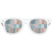 Luxe Abstract | Blush Roos Gold en Blauwgroen geom Retro Zonnebril (Voorkant)