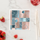 Luxe Abstract | Blush Roos Gold en Blauwgroen geom Servet (Insitu)