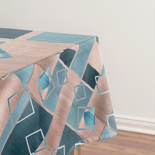 Luxe Abstract | Blush Roos Gold en Blauwgroen geom Tafelkleed (Voorbeeld)