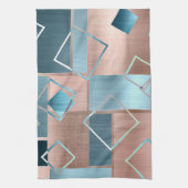 Luxe Abstract | Blush Roos Gold en Blauwgroen geom Theedoek (Verticaal)