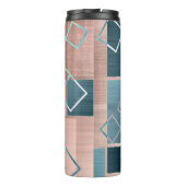 Luxe Abstract | Blush Roos Gold en Blauwgroen geom Thermosbeker (Achterkant)