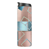 Luxe Abstract | Blush Roos Gold en Blauwgroen geom Thermosbeker (Geroteerd rechts)