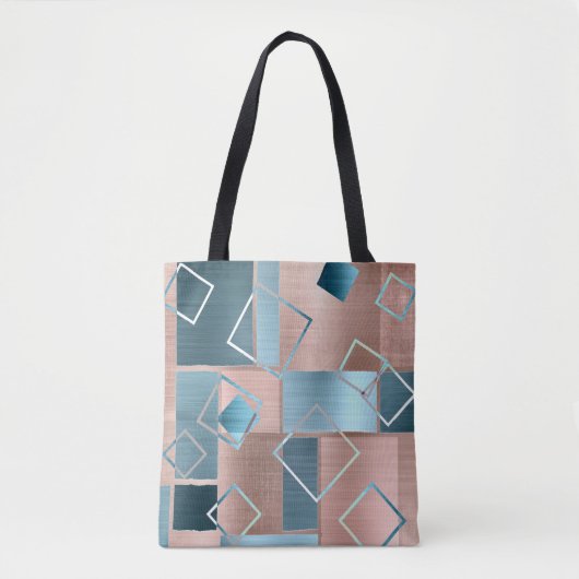 Luxe Abstract | Blush Roos Gold en Blauwgroen geom Tote Bag (Voorkant)