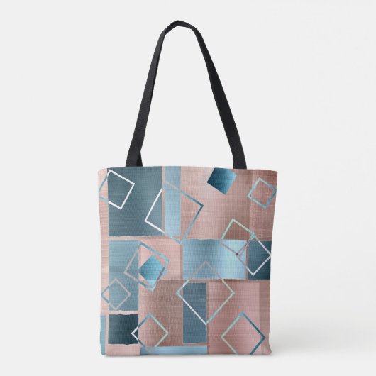 Luxe Abstract | Blush Roos Gold en Blauwgroen geom Tote Bag (Achterkant)