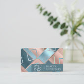 Luxe Abstract | Blush Roos Gold en Blauwgroen mono Visitekaartje (Staand voorkant)